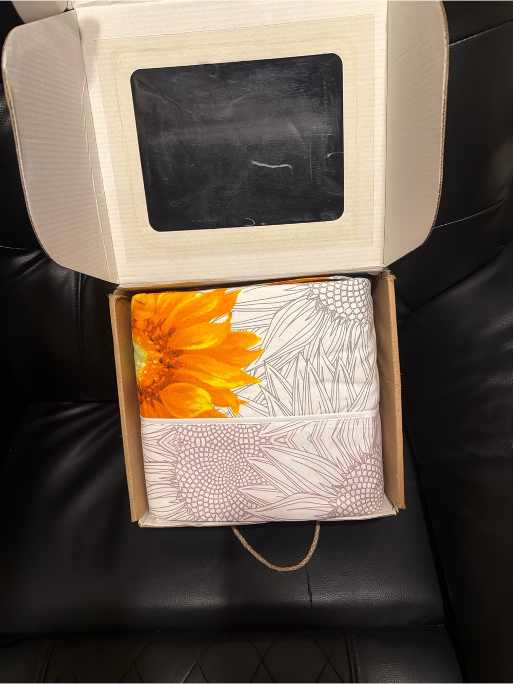 Sunflower Print Cotton Pillowcase Set - White & Orange